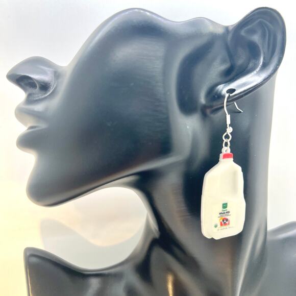Milk Earrings - Milk Jugs - Milk Accessories - Cow Earrings - Milk and Cookies - Picture 6 of 7